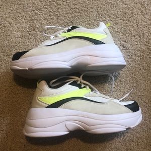 White Chunky Sneakers with Neon Accents